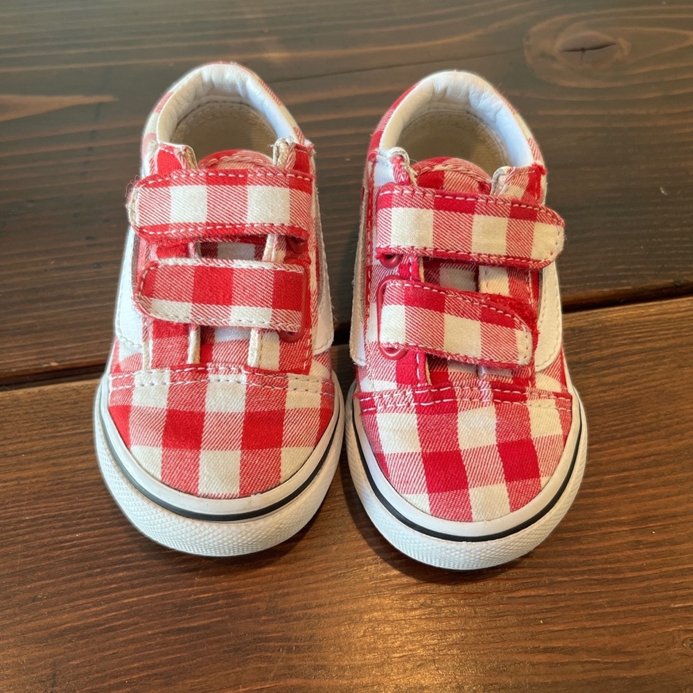 Kids VANS, red and white checkers